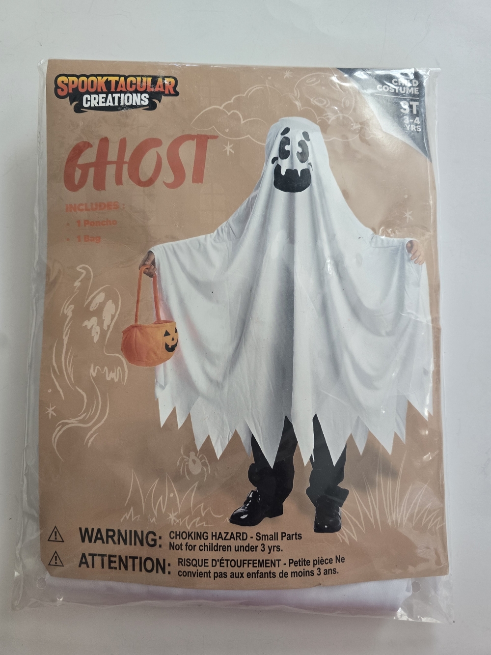 Spooktacular Creations Kids Ghost Poncho Costume - White